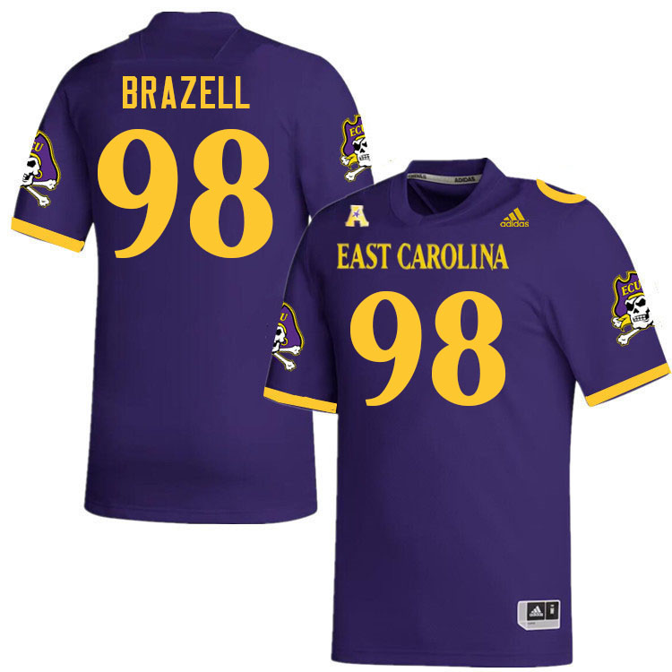 Men #98 Torin Brazell ECU Pirates College Football Jerseys Stitched-Purple